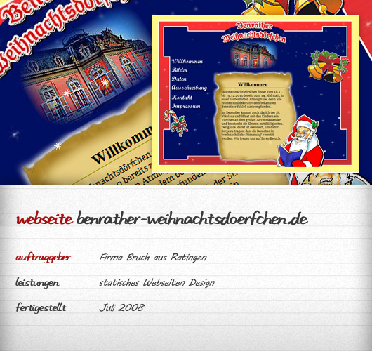 webdesign für das benrather weihnachtsdoerfchen